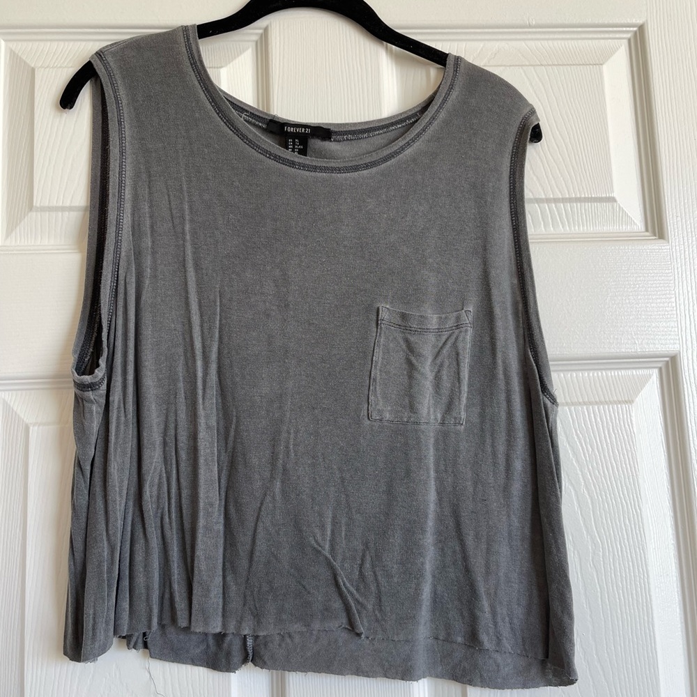 gray washed muscle tank F21